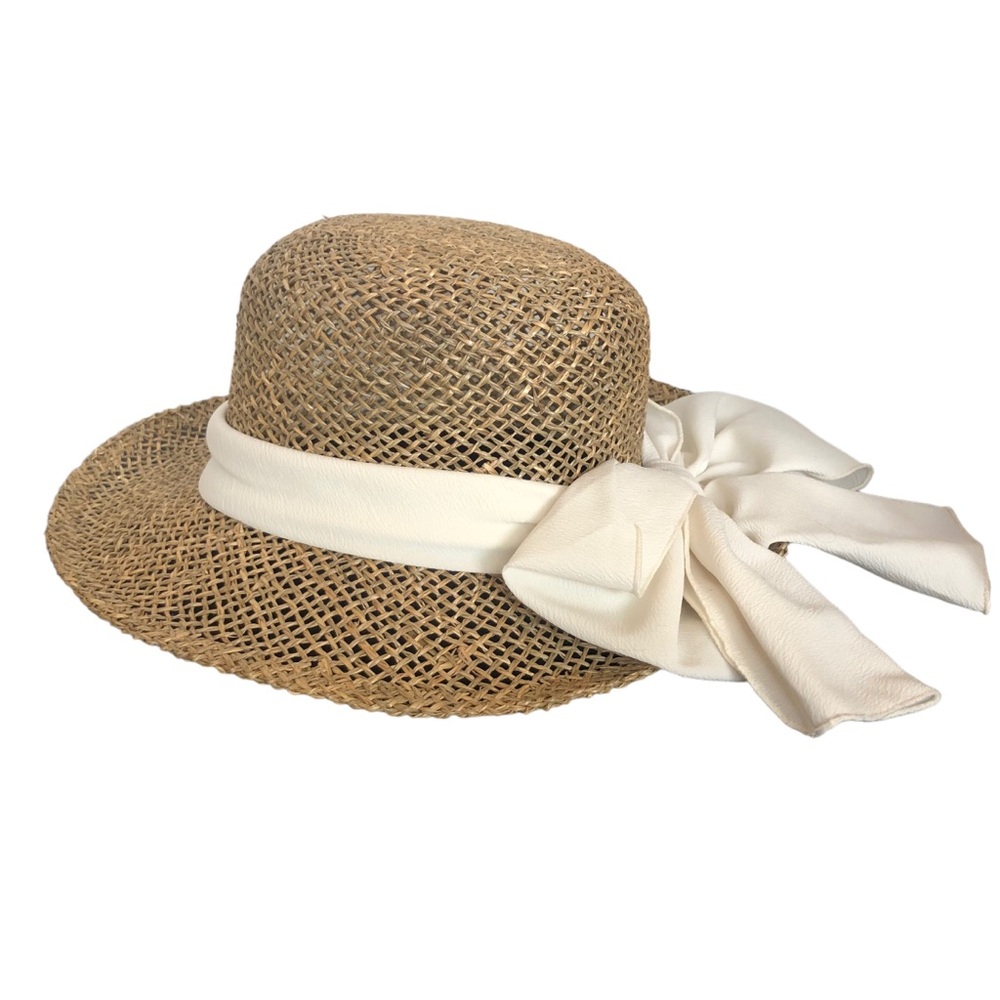 Vintage Open Weave Wicker Sun Hat - Picture 2 of 7